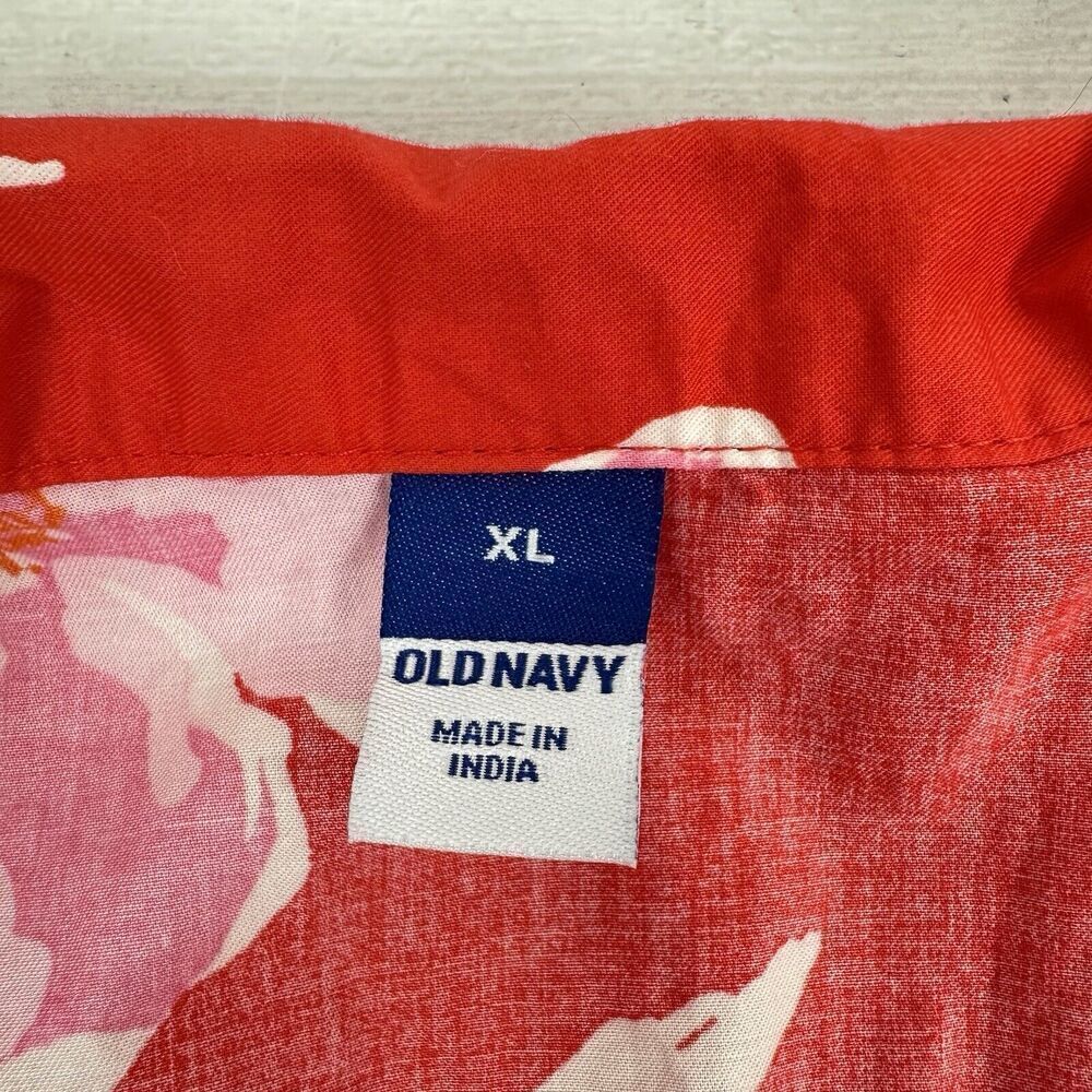 Old Navy Cutout Midi Shirt‎ Dress Women XL Red Floral Short Sleeve Button Collar - Picture 9 of 15